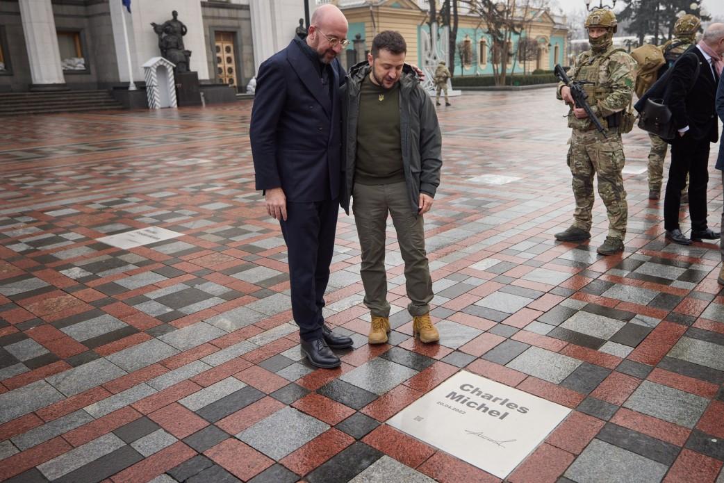 Charles Michel’s plaque was unveiled on the Walk of the Brave in Kyiv