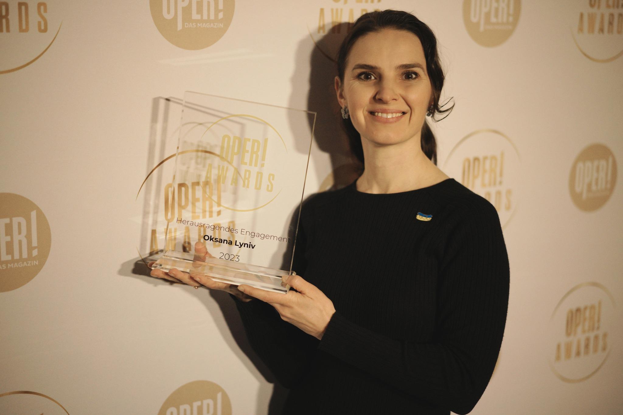 Ukrainian conductor Oksana Lyniv received the award "For significant contribution" from the Oper!Awards 2023