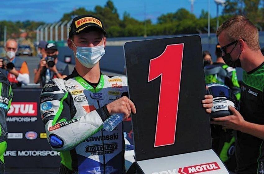 Ukrainian motorcycle racer Number One at the Superpole Race in Portugal