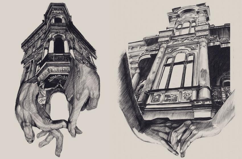 Architectural drawings of Odessa by Dasha Pliska