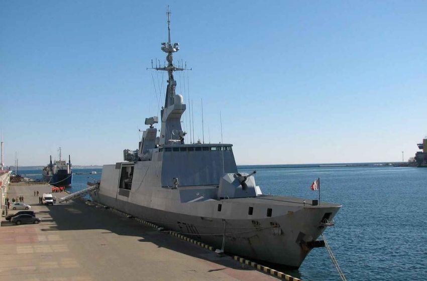 French Navy frigate moored in Odessa Sea Port