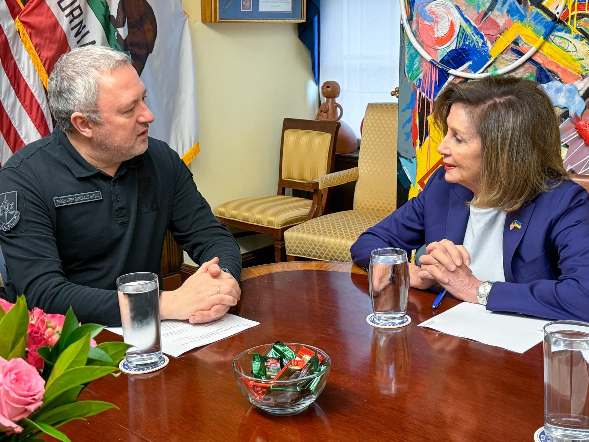 Kostin and Pelosi discussed holding Russia accountable for war crimes