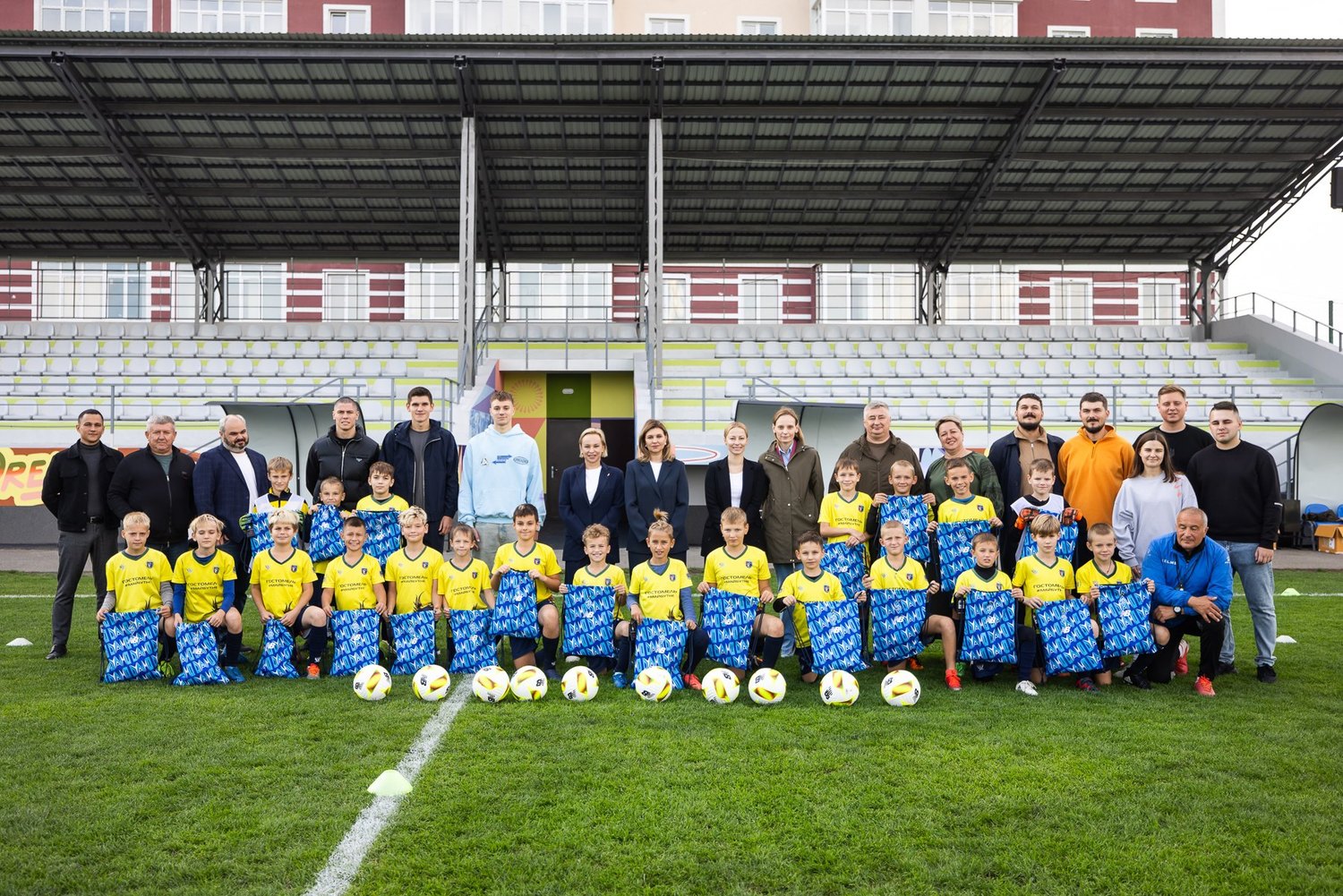 The partially destroyed stadium in Hostomel, which was damaged by Russian forces, has been restored with the help of Bayern Munich