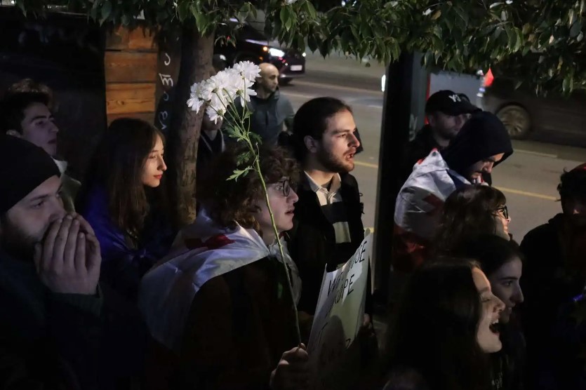 Students in Tbilisi staged a protest against the results of the parliamentary elections