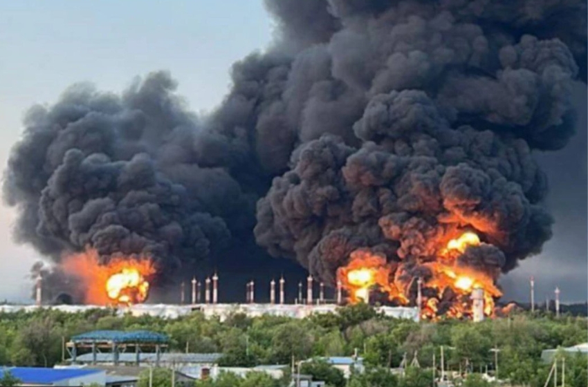 Ukrainian drones struck an oil depot supplying fuel to Russian bombers