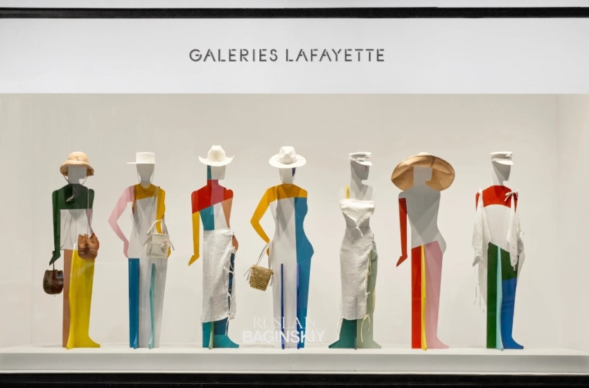 The Ruslan Baginskiy brand in the window displays of Galeries Lafayette
