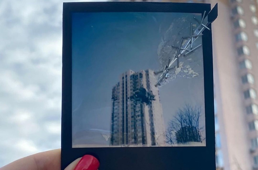 Among the most significant Polaroid photos of 2023 is an image of a shelled building captured by a Ukrainian