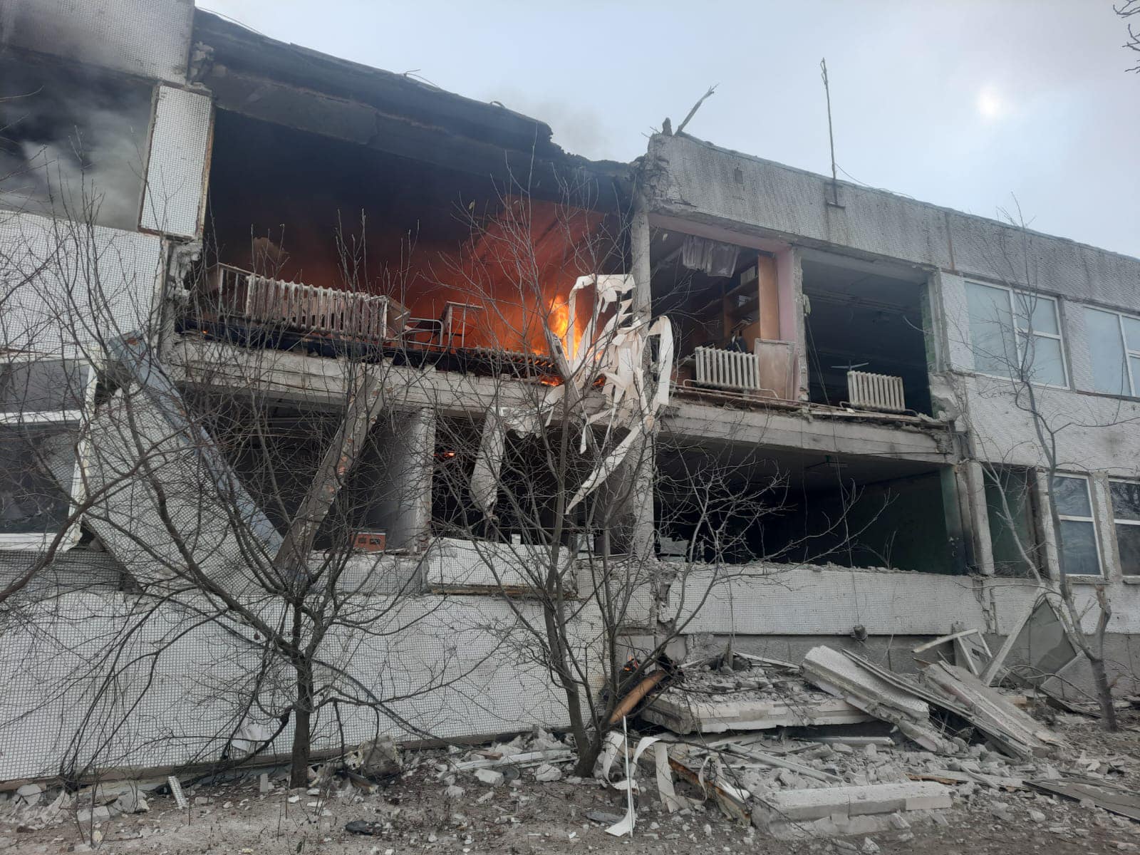The Russian military struck two areas in the Kharkiv region, causing damage to buildings and a business
