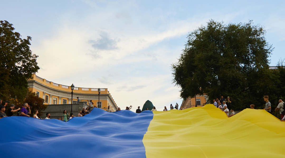 In Odessa, Ukrainian flags were raised on the Potemkin Stairs and the Vorontsov Lighthouse