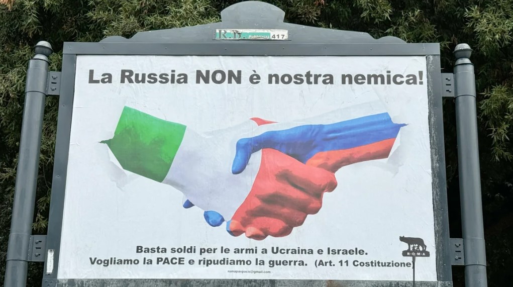 Pro-Russian propaganda appears on billboards in Italy