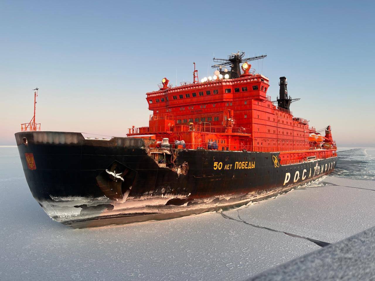 The Russian nuclear-powered icebreaker suffered a major collision in the Kara Sea