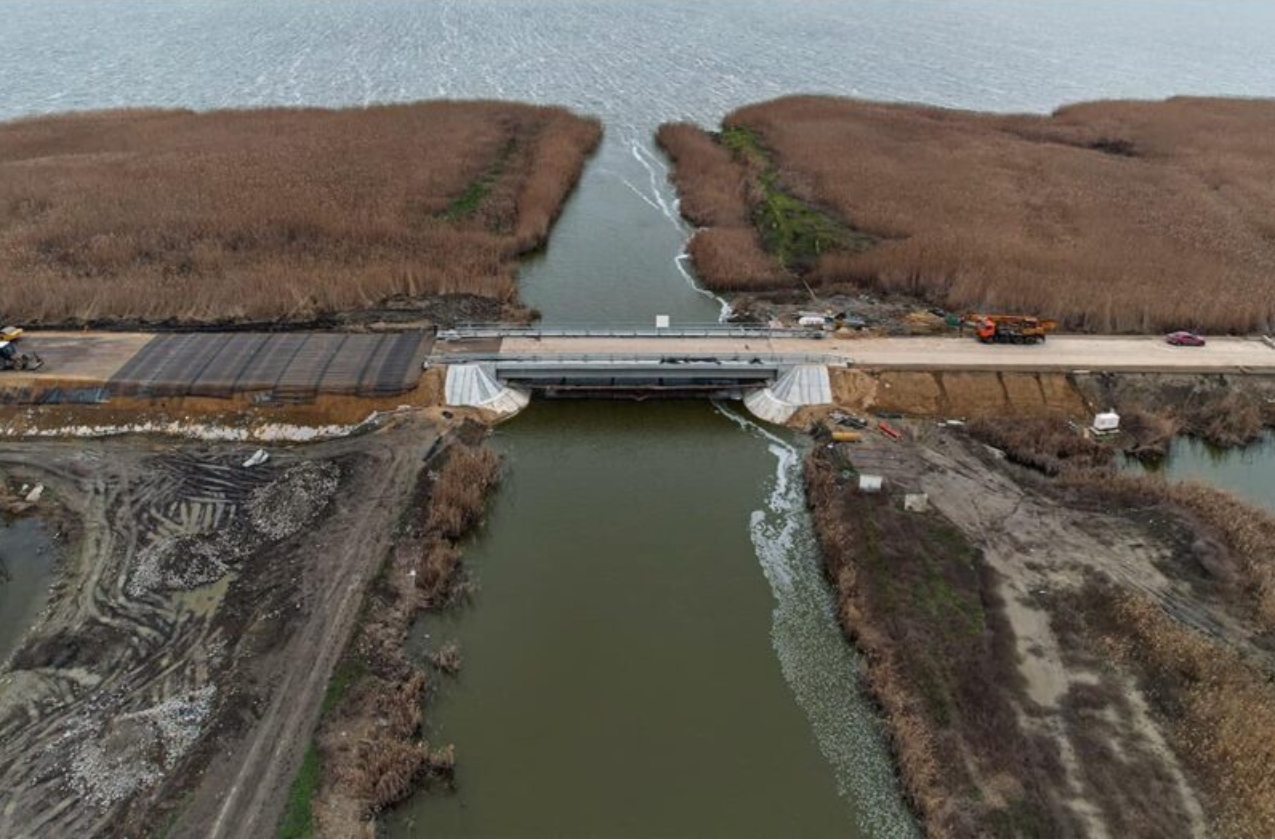 Bridge over Kofa canal connecting Izmail and Kiliya ports in Odessa region undergoing repairs