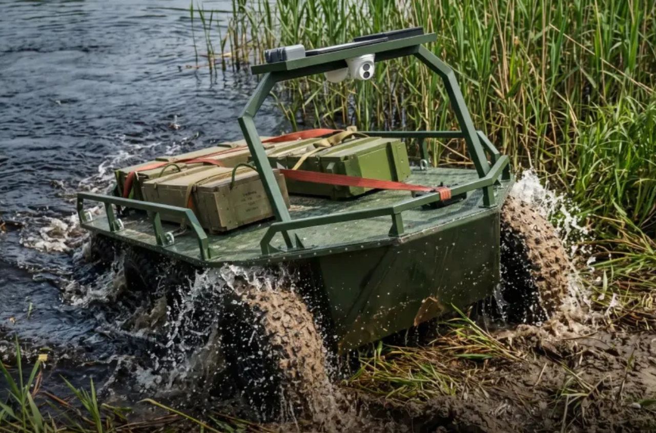 Ukrainian troops complete first logistics mission using amphibious ground robot