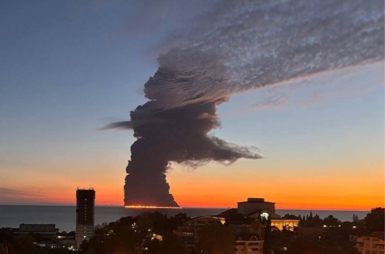 Oil tanker linked to Russia’s shadow fleet catches fire near Sochi